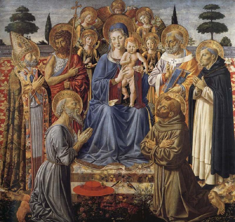Benozzo Gozzoli The Virgin and Child Enthroned among Angels and Saints Norge oil painting art
